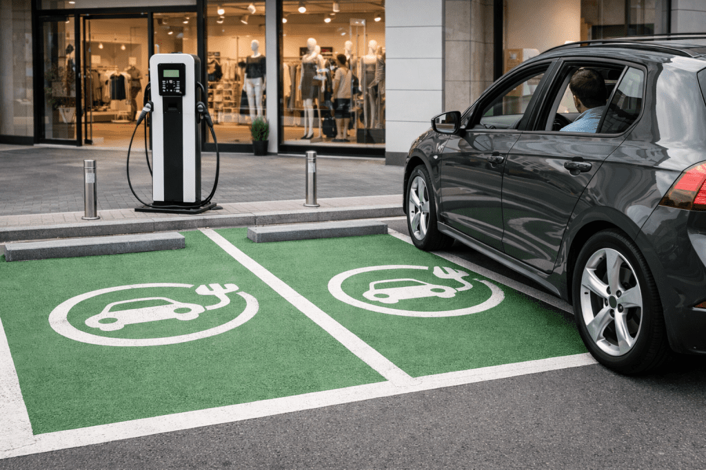 voiture garée près d'un magasin