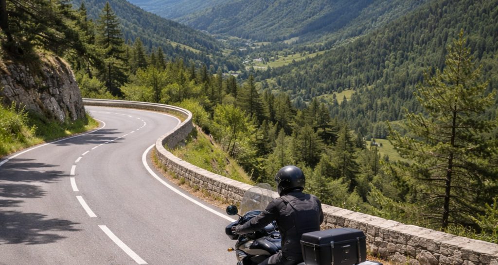 motard sur la route Napoléon